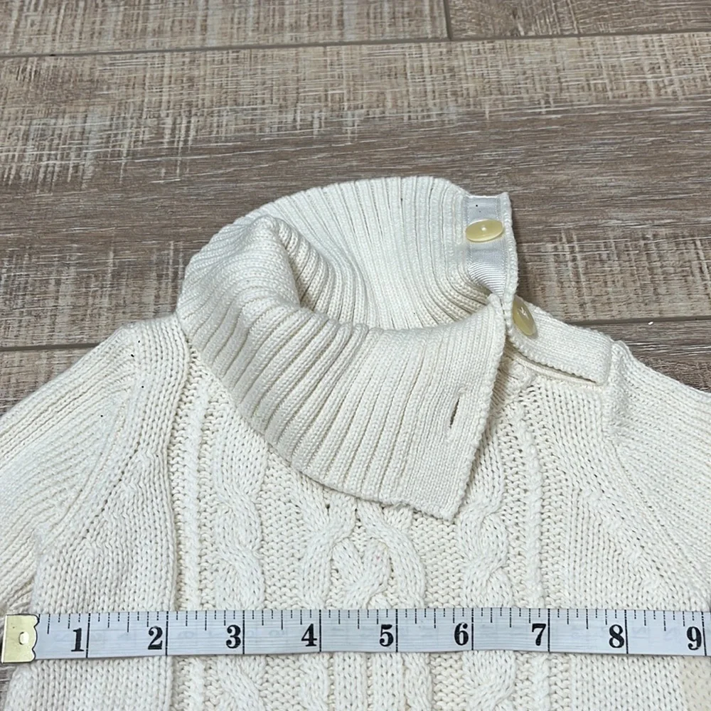Baby Gap Cable Knit Dress Long Sleeve with Patterned Edge Buttons Cream Sz 3-6M